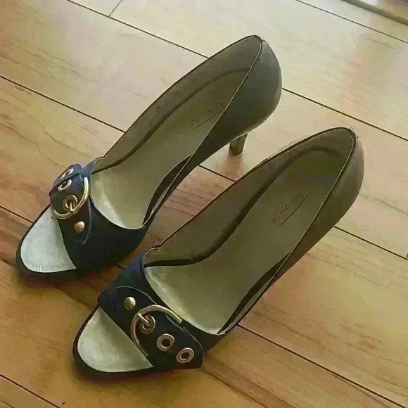 Talbots Shoes - Talbots Teal Buckle Heels